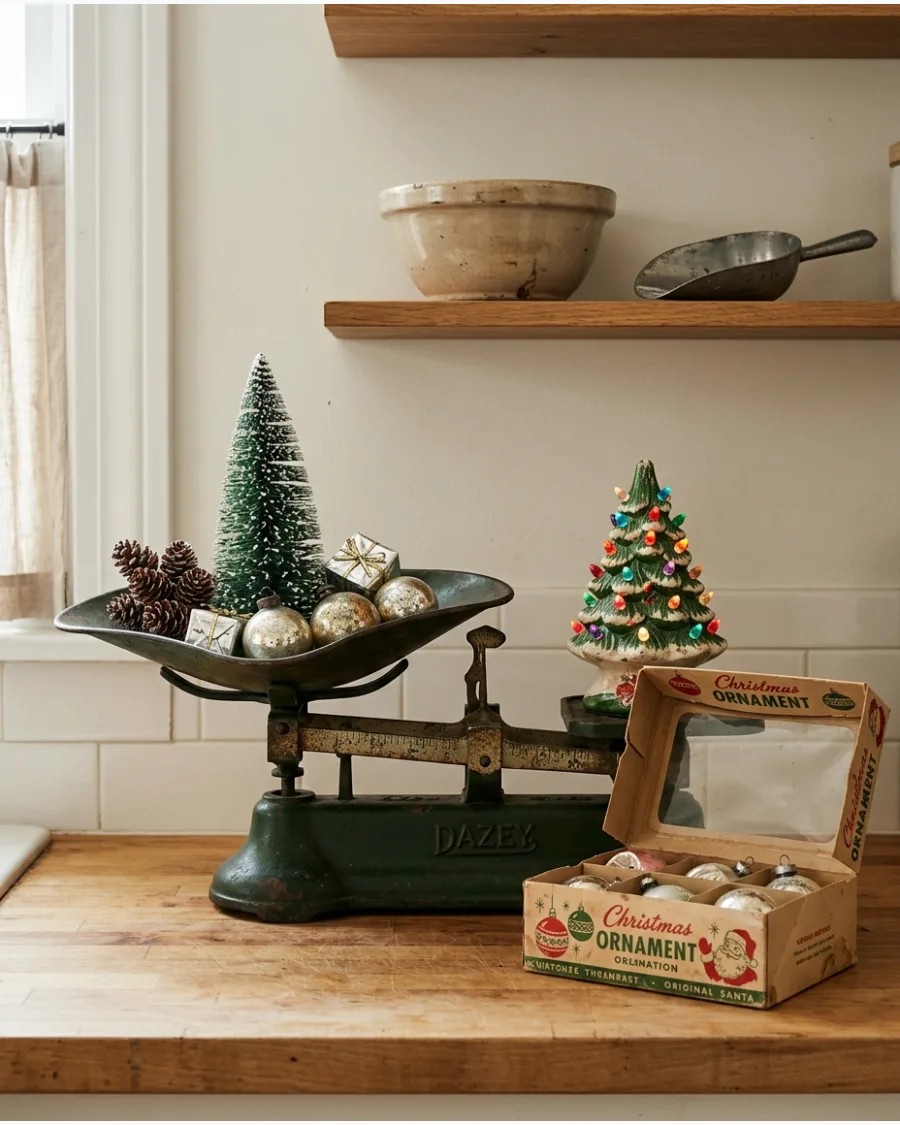 37. Antique Scale Christmas Vignette