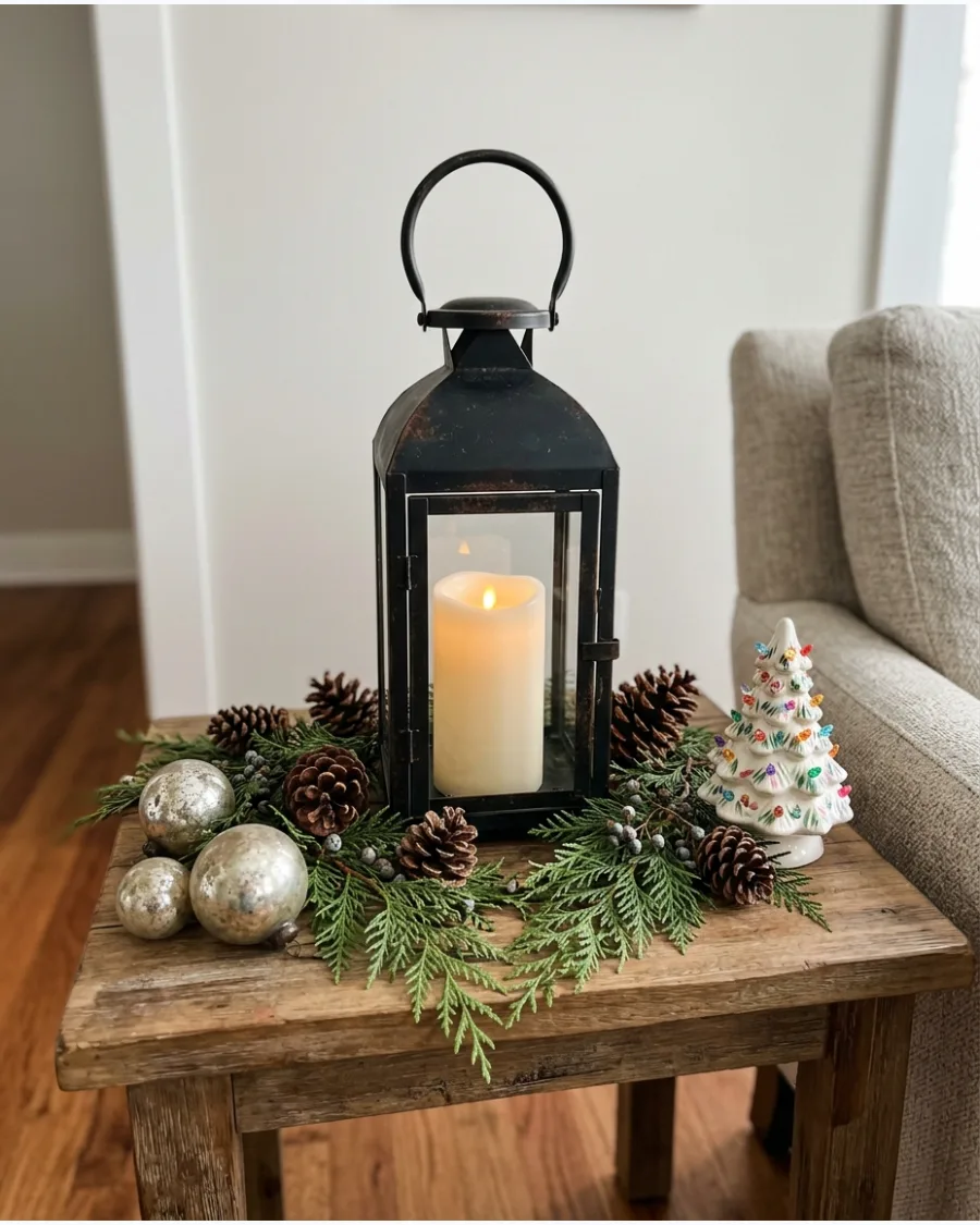 38. Vintage Lantern Christmas Arrangement