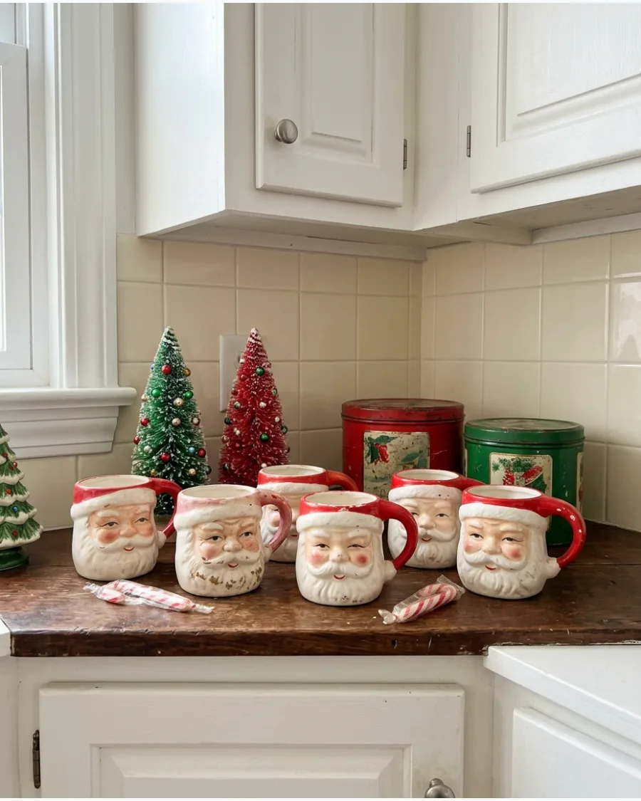 42. Vintage Santa Mug Collection