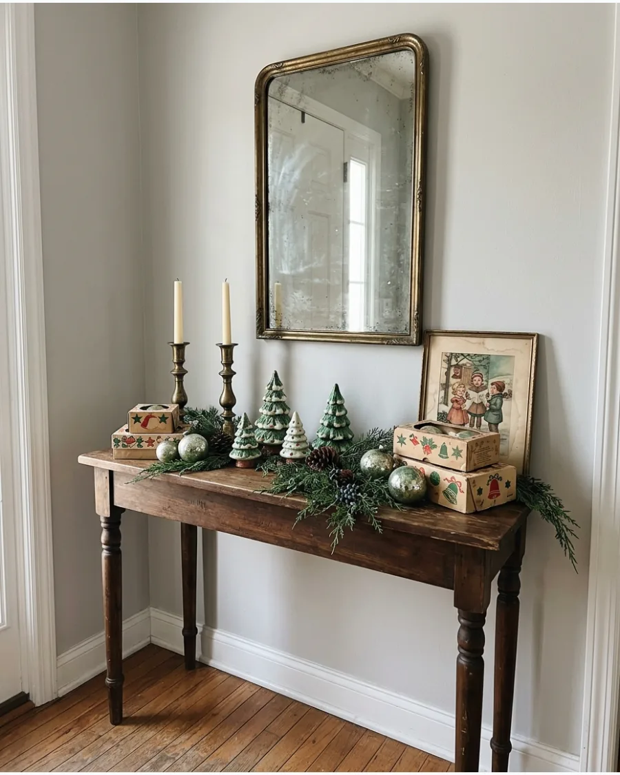 51. Vintage Christmas Entryway Console