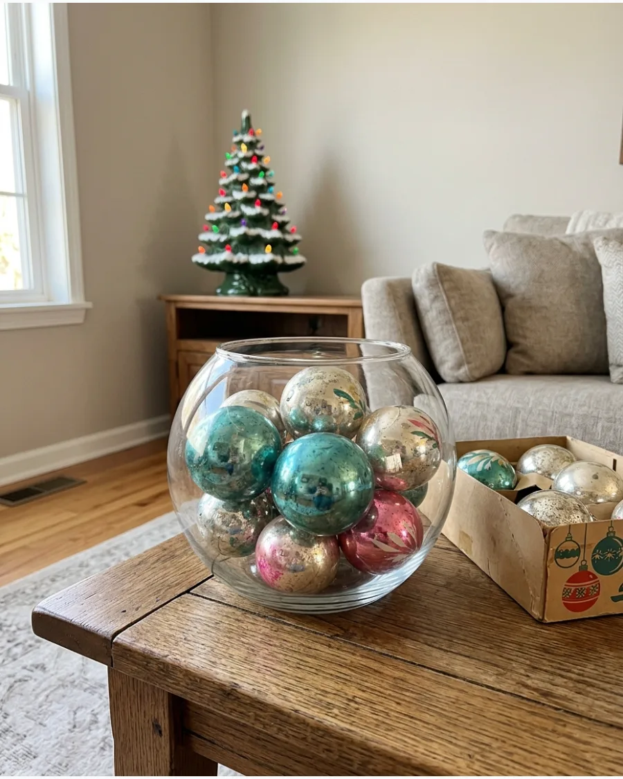 59. Vintage Christmas Ornament Collection Display