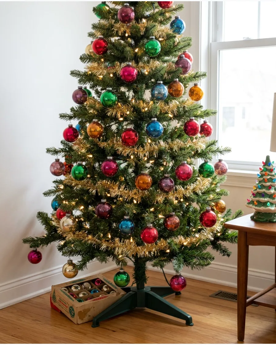 6. Vintage Jewel-Tone Christmas Tree