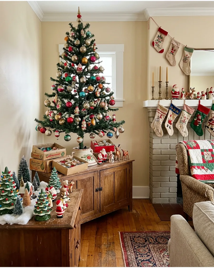 60. Collected-Over-Time Vintage Christmas Living Room