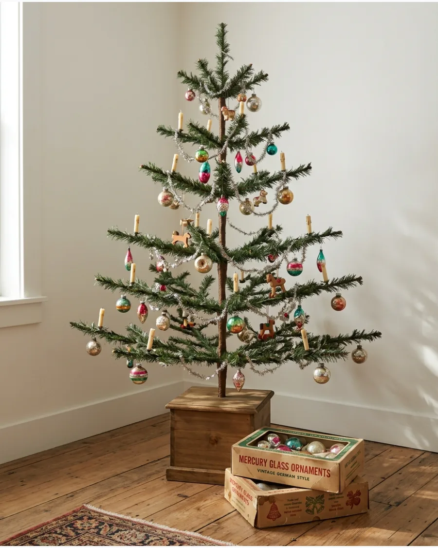 7. Vintage Feather Christmas Tree