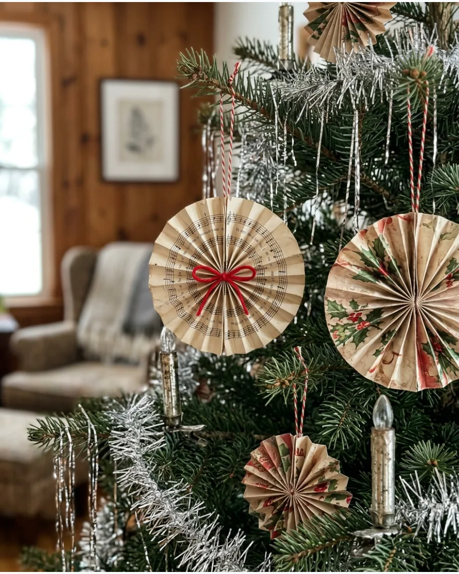 14. Vintage Paper Fan Ornaments
