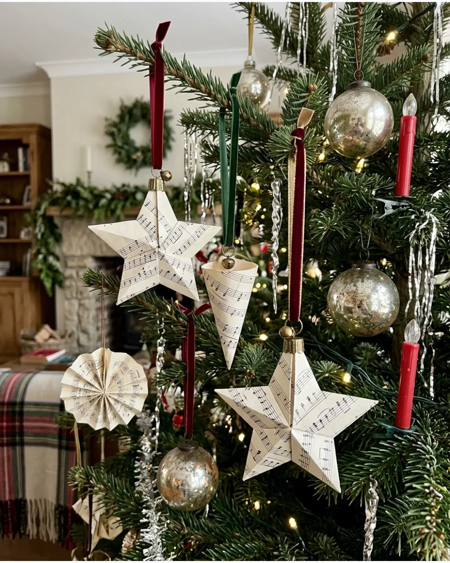 16. Vintage Sheet Music Ornaments