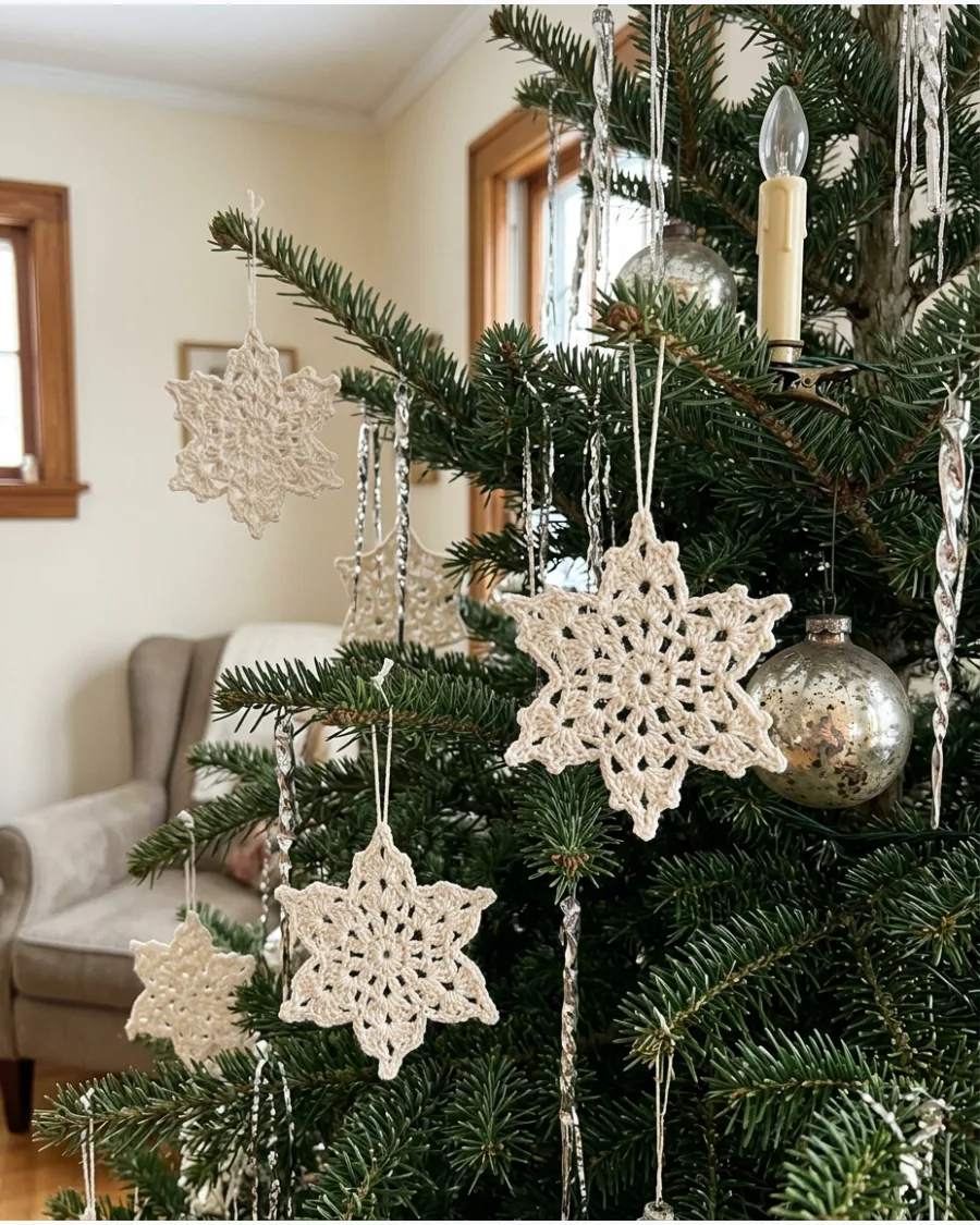18. Crocheted Snowflake Ornaments