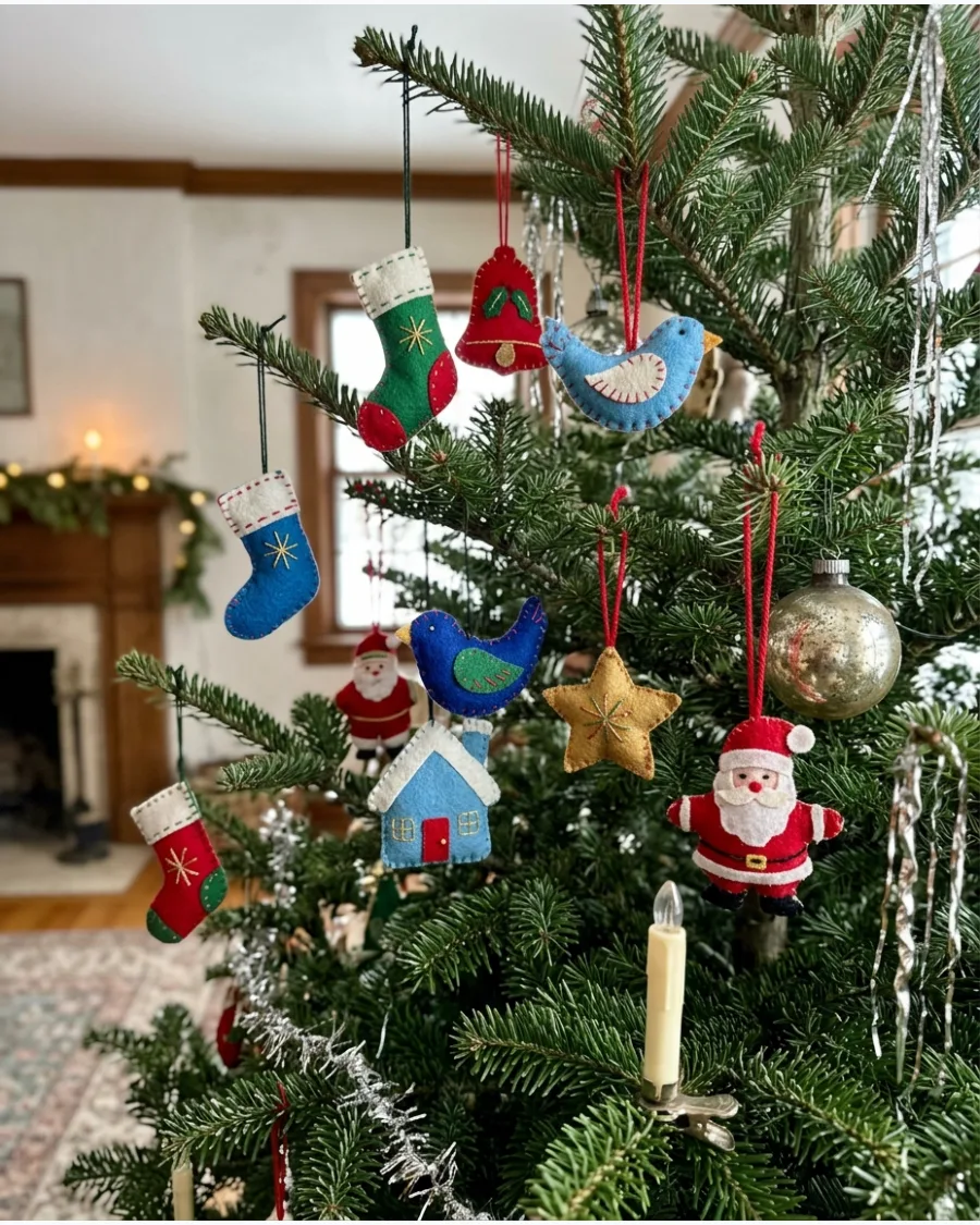19. Embroidered Felt Christmas Ornaments