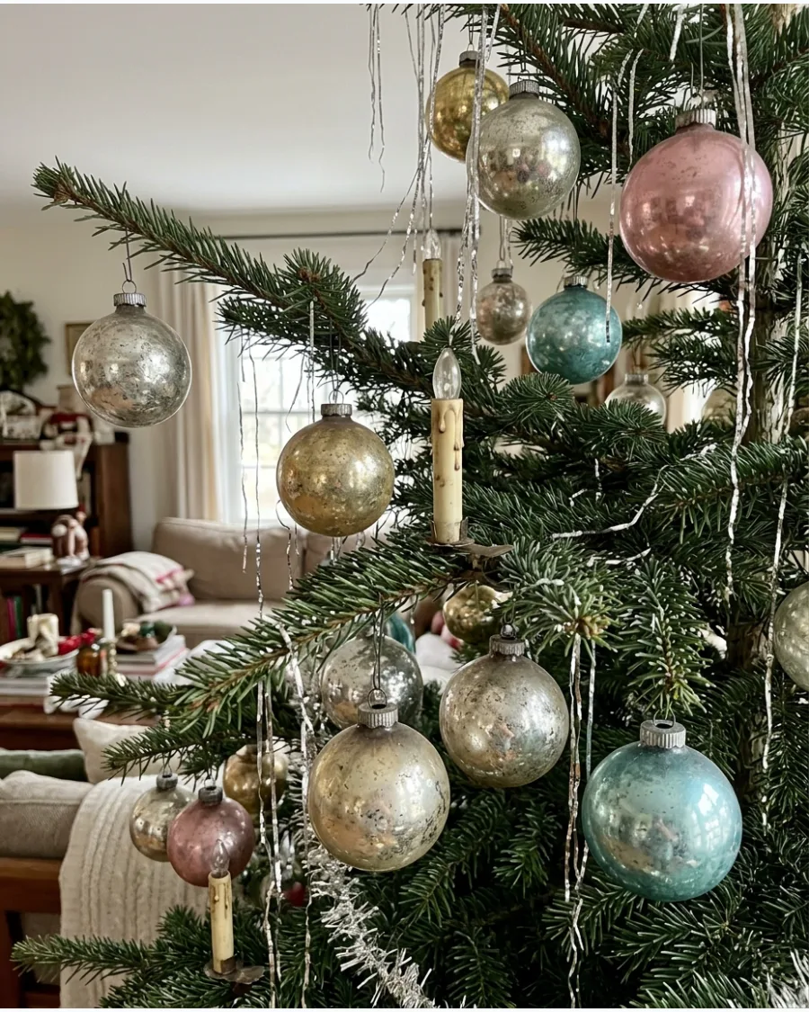 2. Vintage Mercury Glass Ball Ornaments