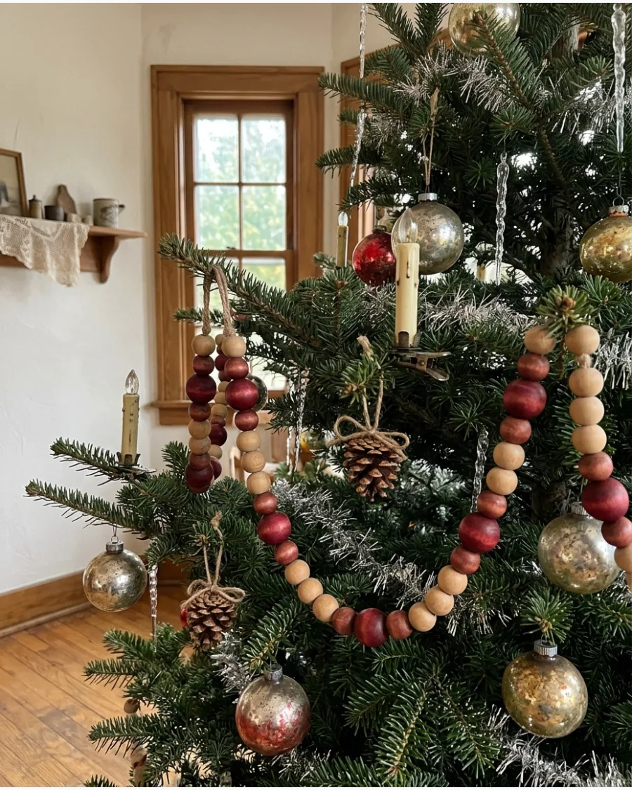 24. Wooden Bead Christmas Garland