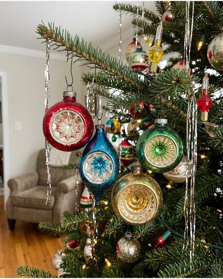 3. Vintage Indented Reflector Ornaments