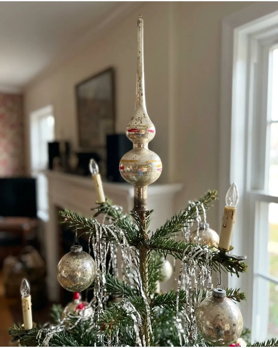 38. Vintage Mercury Glass Tree Topper