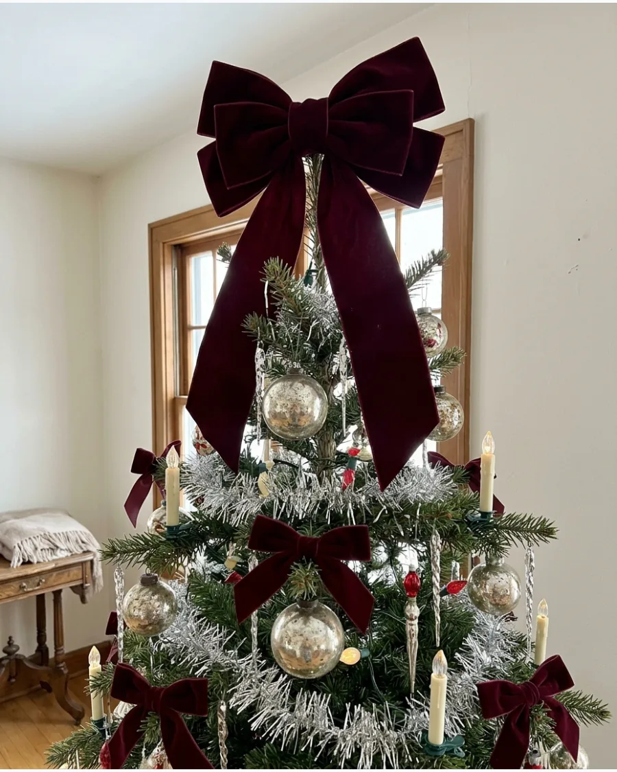 40. Large Vintage Velvet Bow Tree Topper