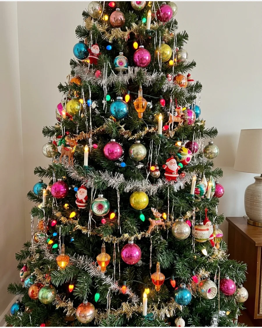43. 1960s Rainbow Christmas Tree Decorations