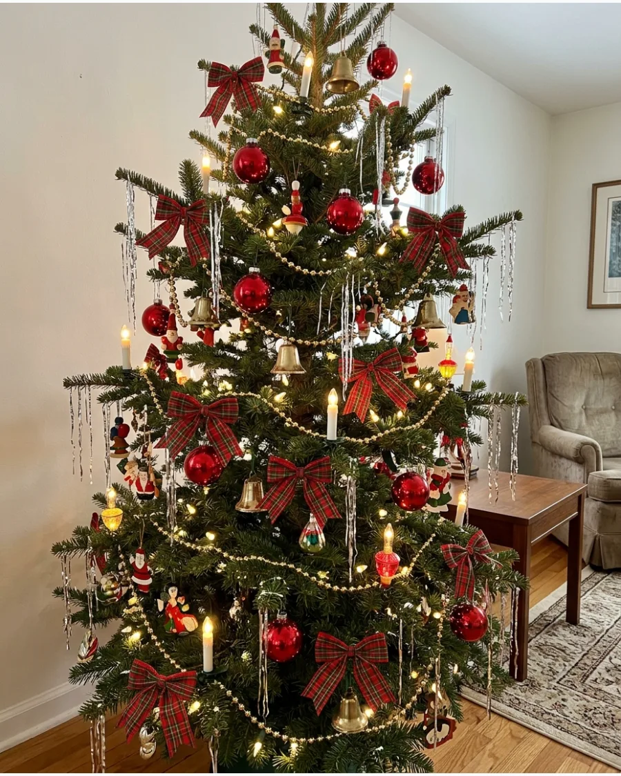47. 1980s Traditional Red Christmas Tree Decorations