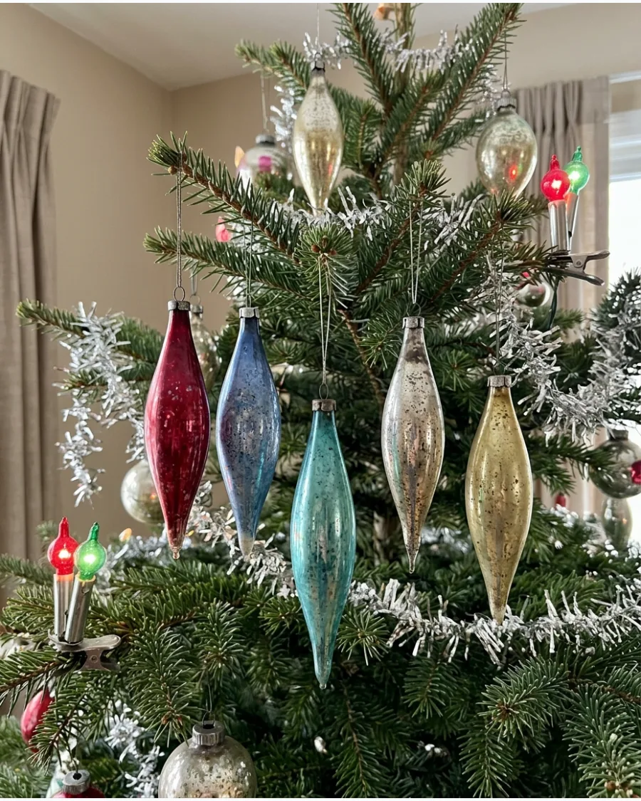 5. Vintage Teardrop Glass Ornaments
