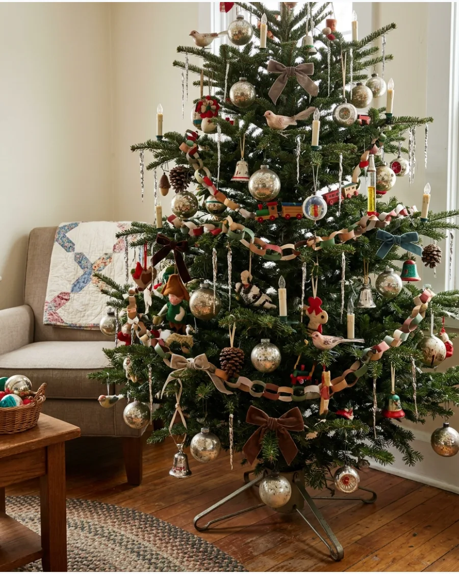 60. Collected-Over-Time Vintage Ornament Tree