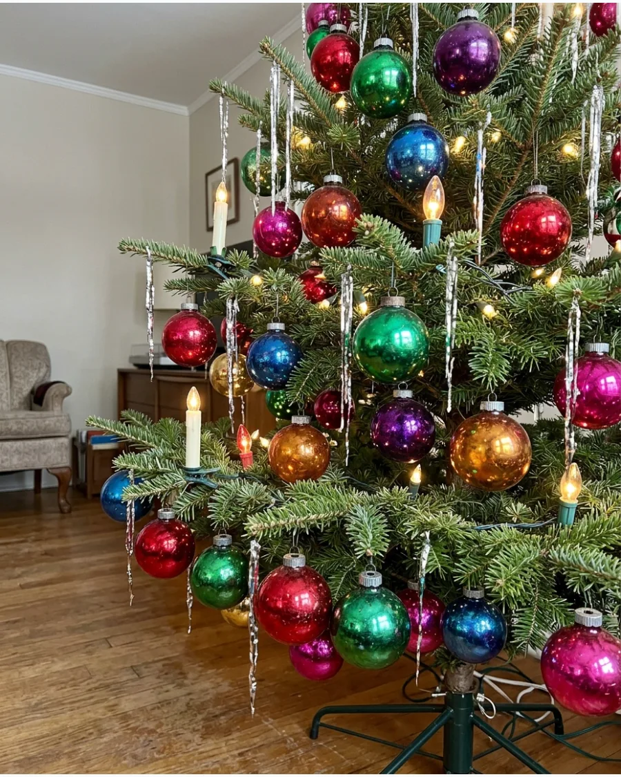 8. Vintage Jewel-Tone Glass Ornaments