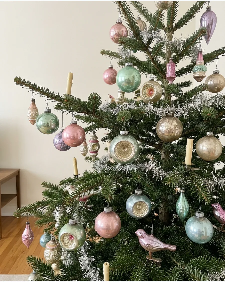 9. Pastel Vintage Glass Ornaments