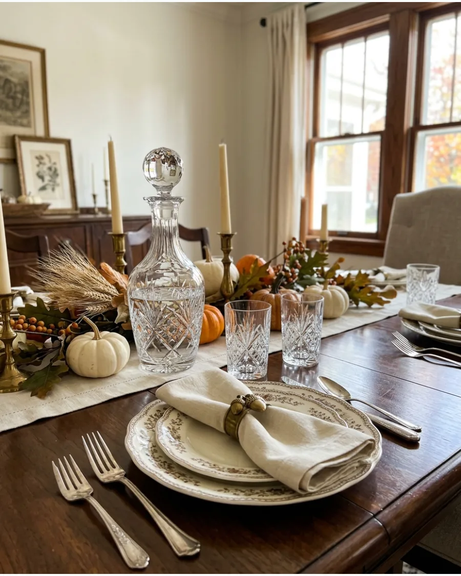 19. Vintage Crystal Thanksgiving Tablescape