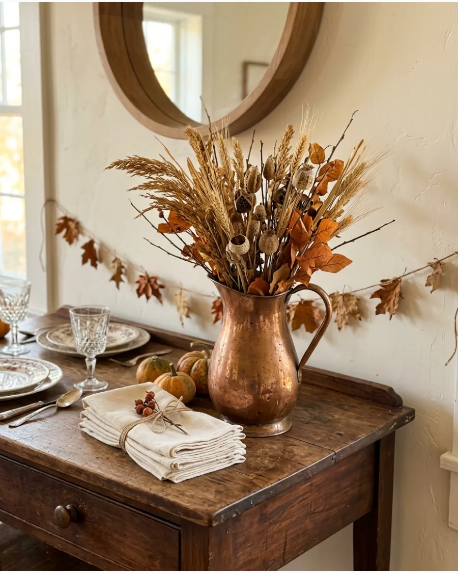 20. Vintage Copper Thanksgiving Tablescape