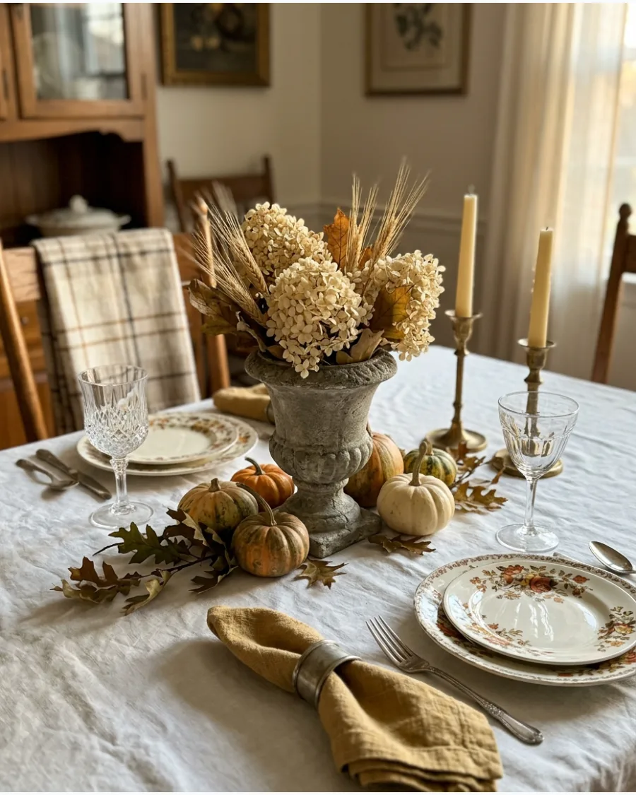 27. Antique Urn Thanksgiving Centerpiece