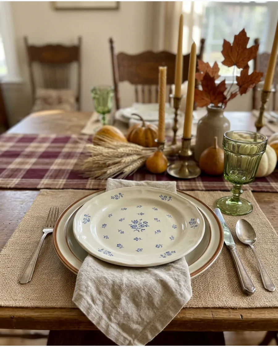 30. Vintage Stoneware Thanksgiving Tablescape