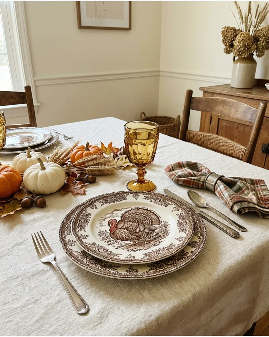 36. Vintage Turkey Transferware Tablescape