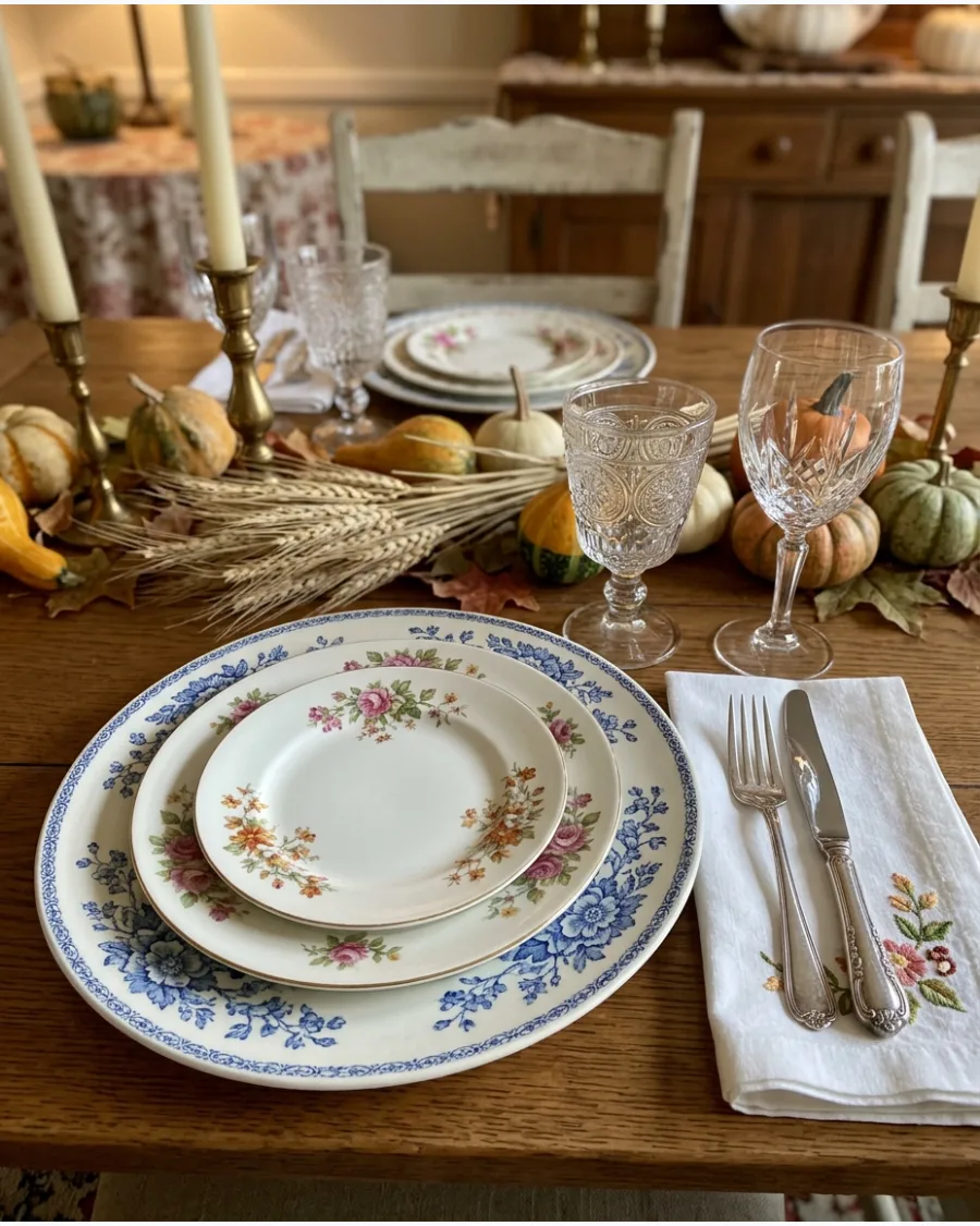 40. Vintage Cottage Thanksgiving Tablescape