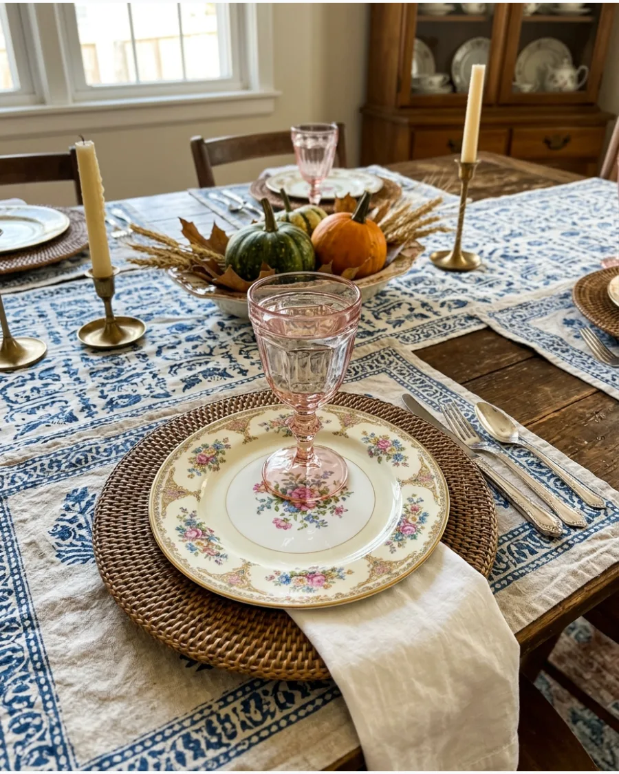 41. Grandmillennial Thanksgiving Tablescape