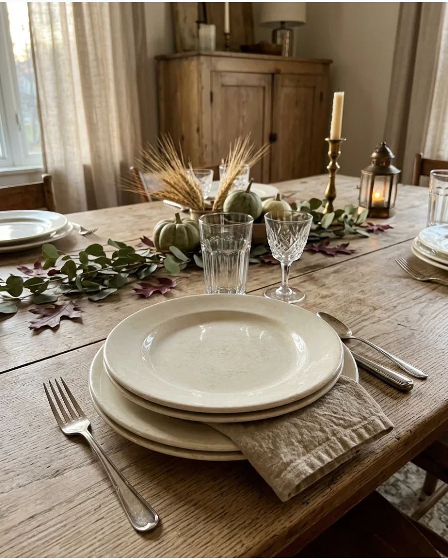 57. Neutral Vintage Thanksgiving Tablescape
