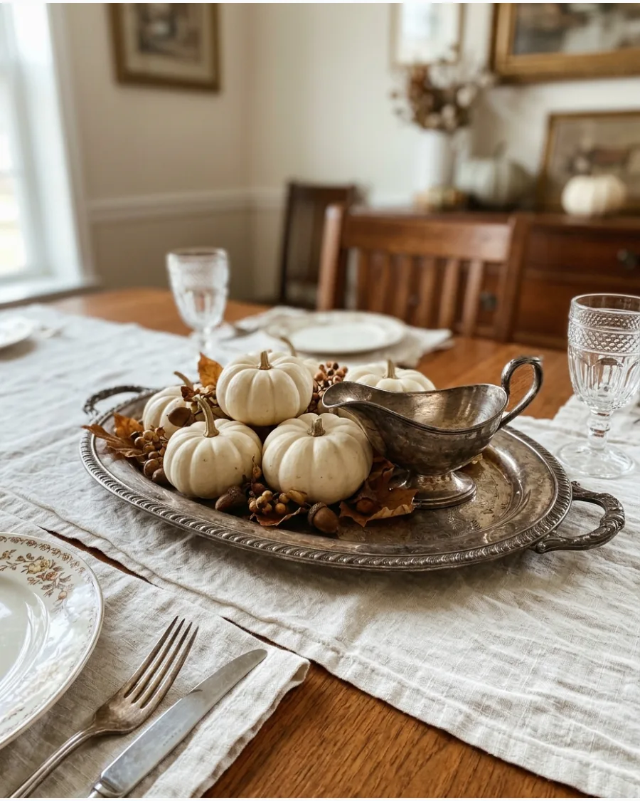 8. Antique Silver Thanksgiving Tablescape