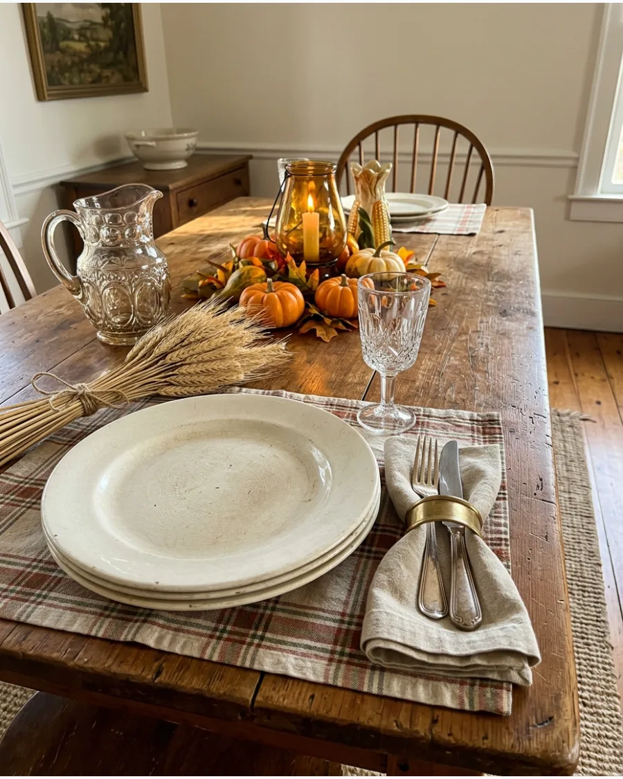 9. Vintage Ironstone Thanksgiving Tablescape