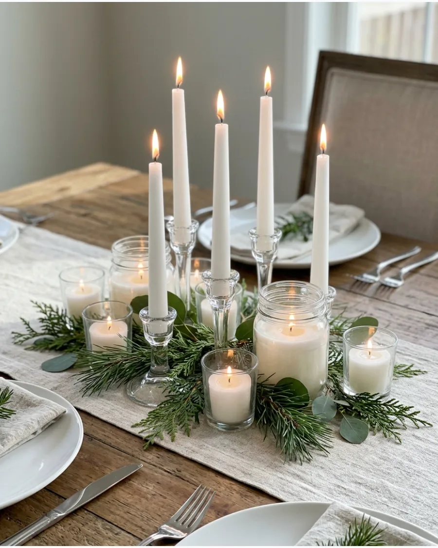 19. Clustered Glass Candle Centerpiece