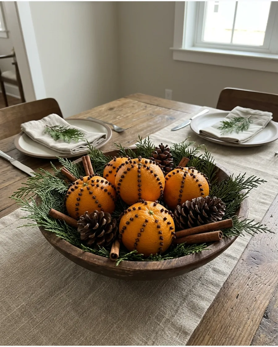 25. Orange Pomander Christmas Centerpiece