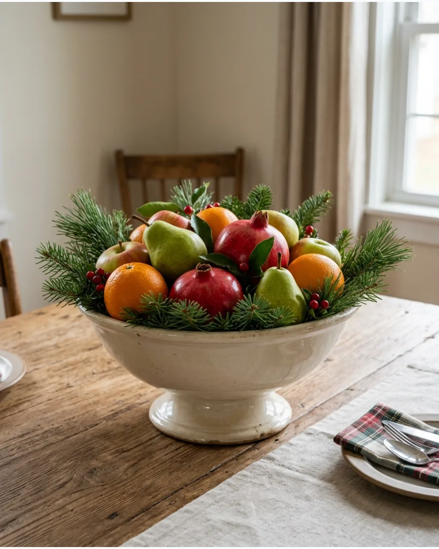 27. Mixed Christmas Fruit Bowl Centerpiece