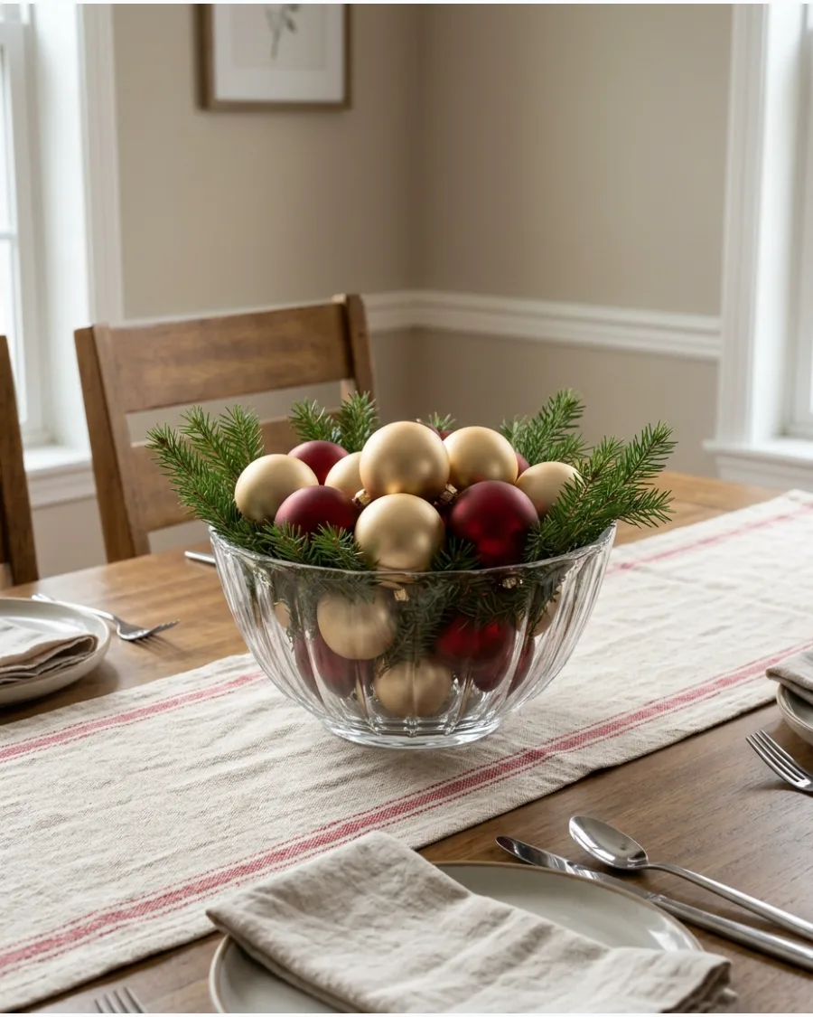41. Dollar Store Ornament Bowl Centerpiece