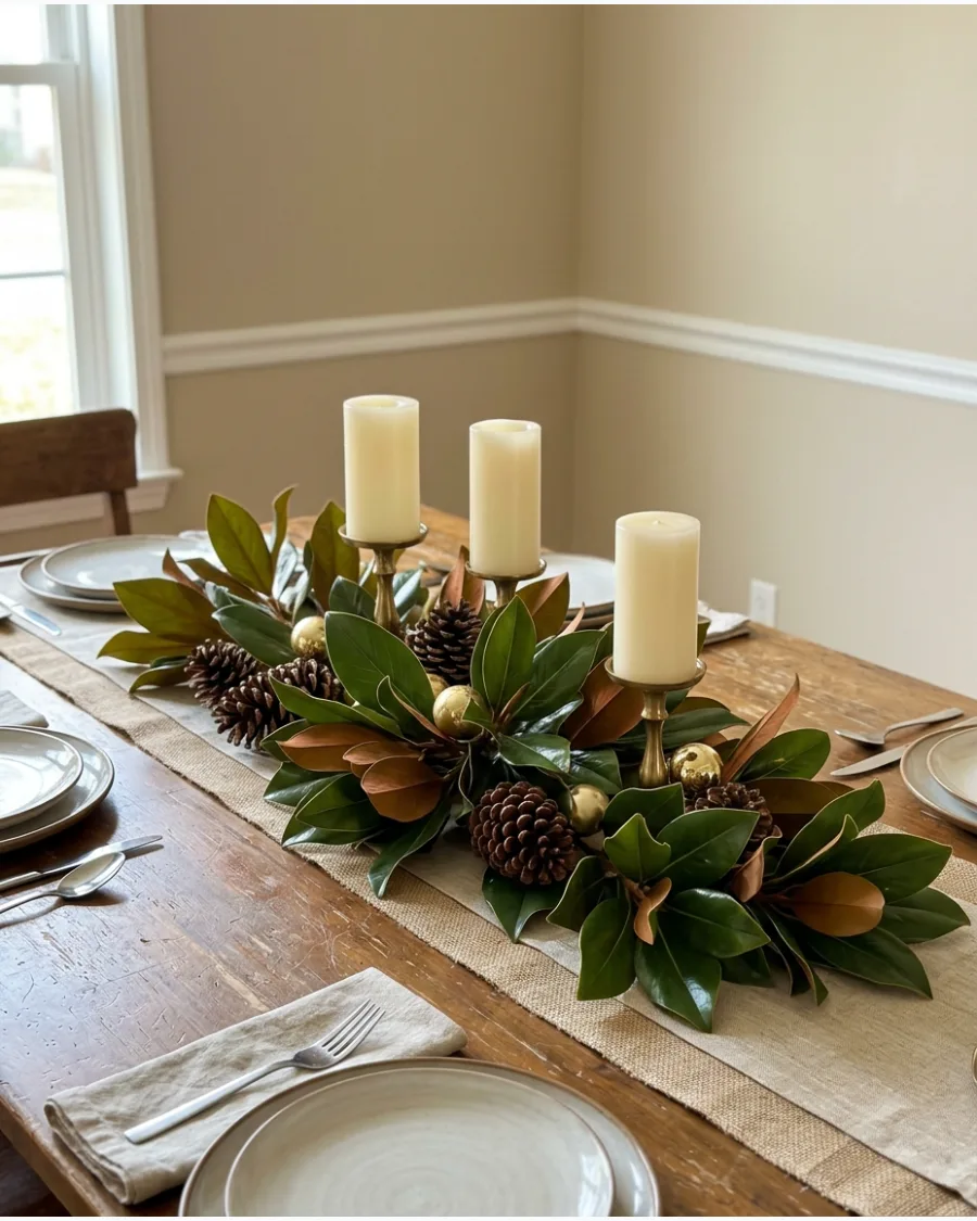 5. Magnolia Leaf Christmas Centerpiece