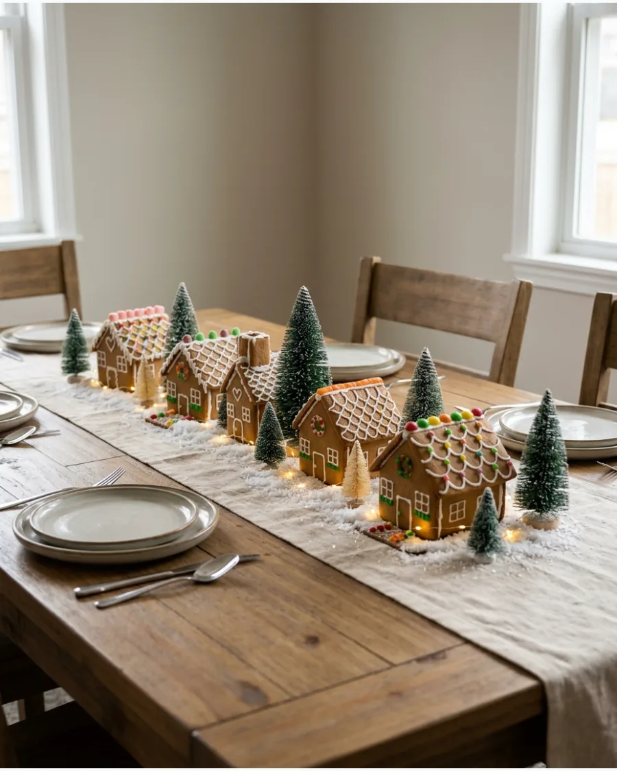 55. Gingerbread Village Christmas Centerpiece