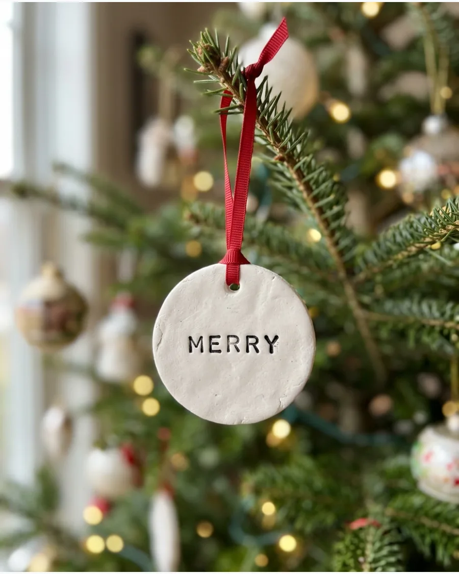 10. Stamped Clay Word Ornaments