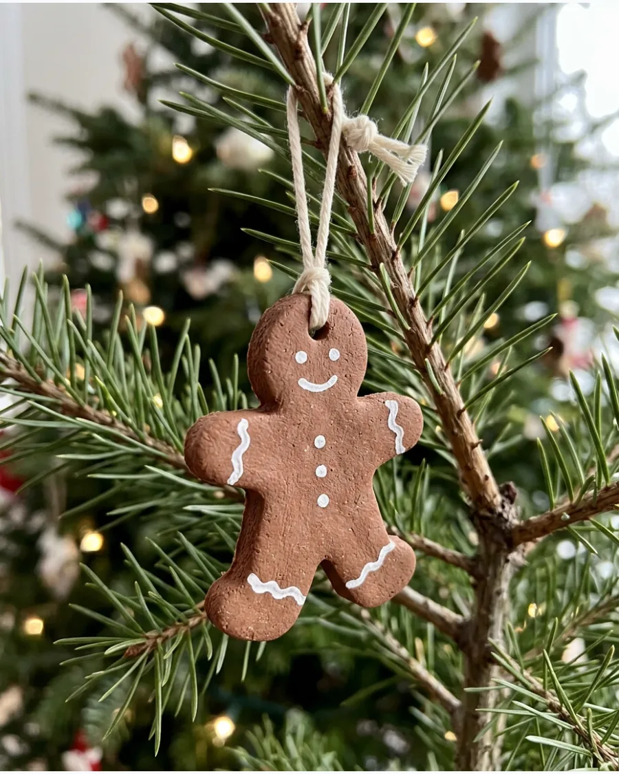 12. Gingerbread-Style Clay Ornaments