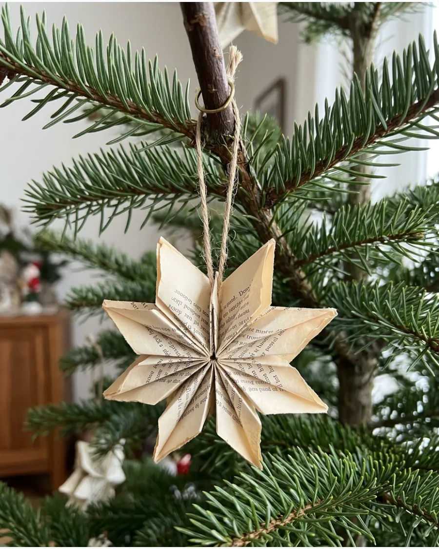 20. Vintage Book Page Star Ornaments