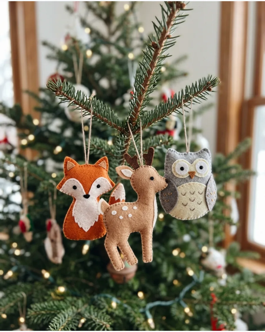 32. Felt Woodland Animal Ornaments