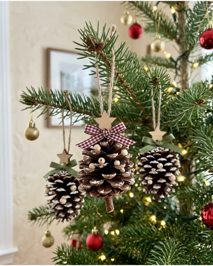 35. Pinecone Christmas Tree Ornaments