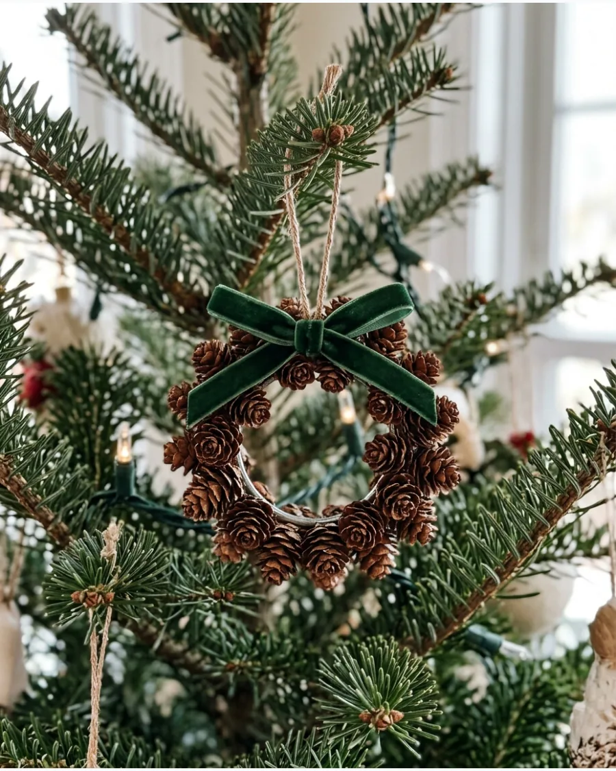 36. Mini Pinecone Wreath Ornaments