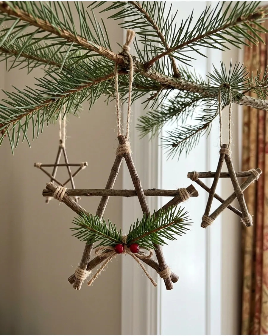 38. Twig Star Christmas Ornaments