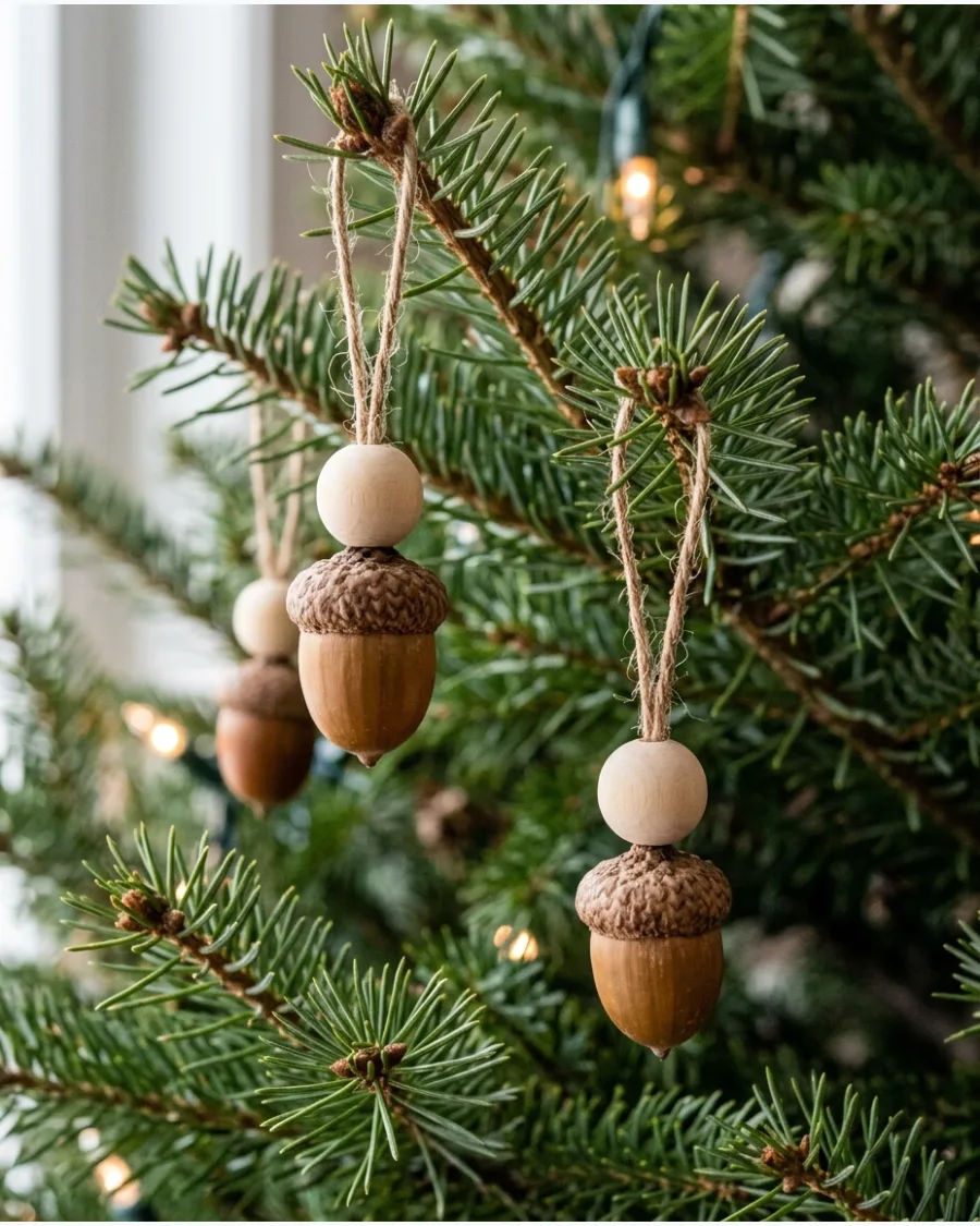 40. Acorn and Wooden Bead Ornaments