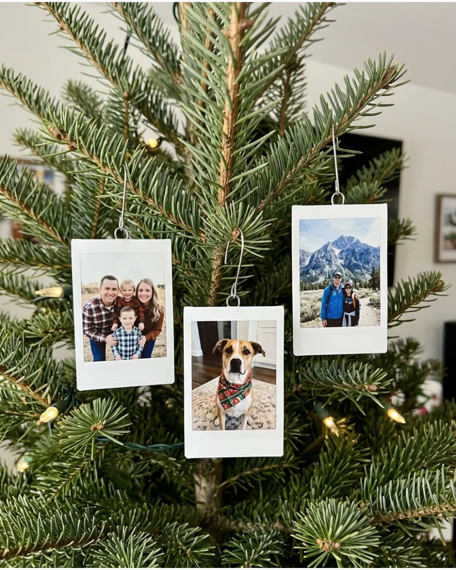 42. Polaroid-Style Photo Ornaments