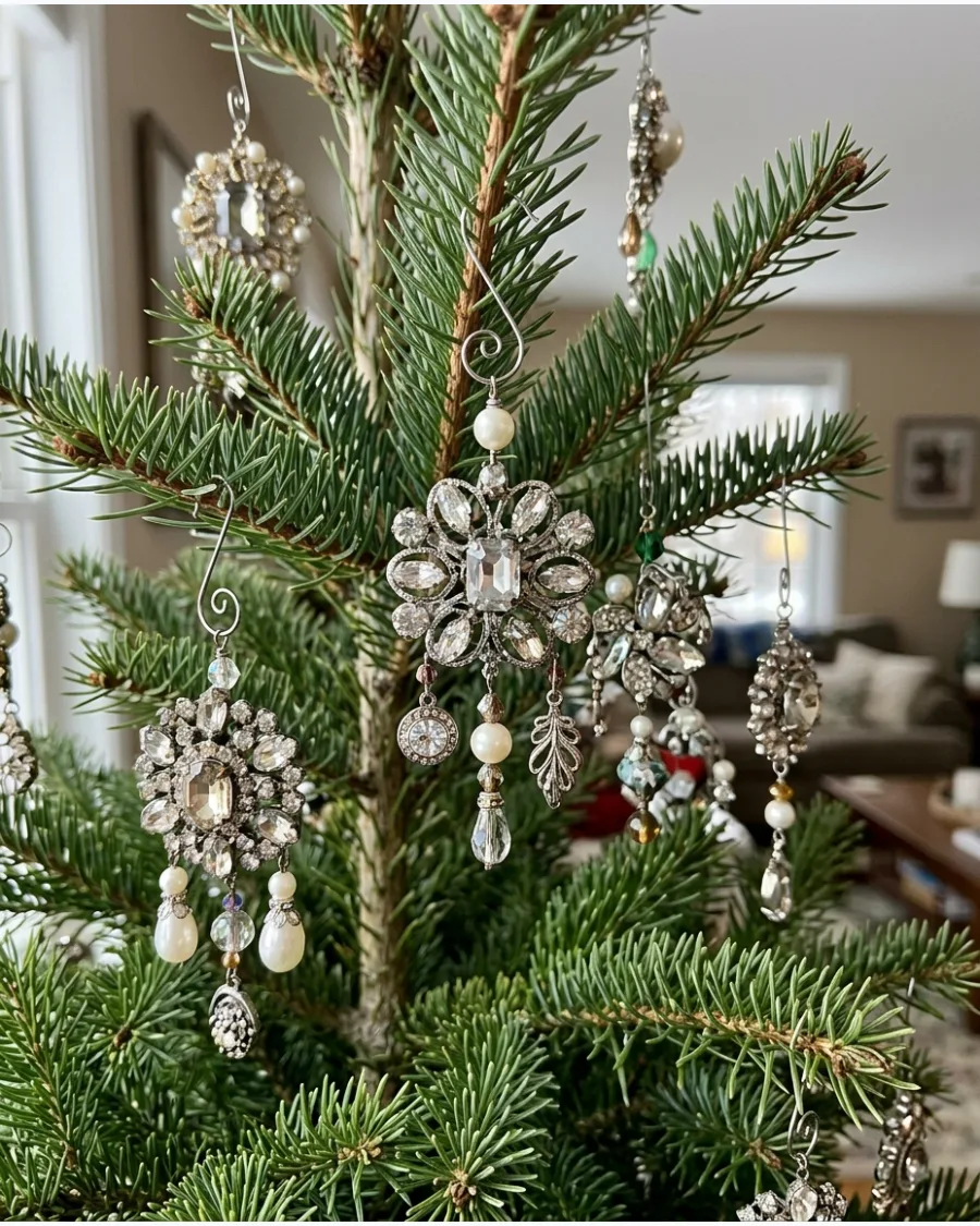 58. Thrifted Jewelry Christmas Ornaments