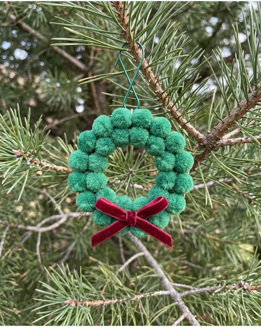 7. Mini Pom-Pom Wreath Ornaments